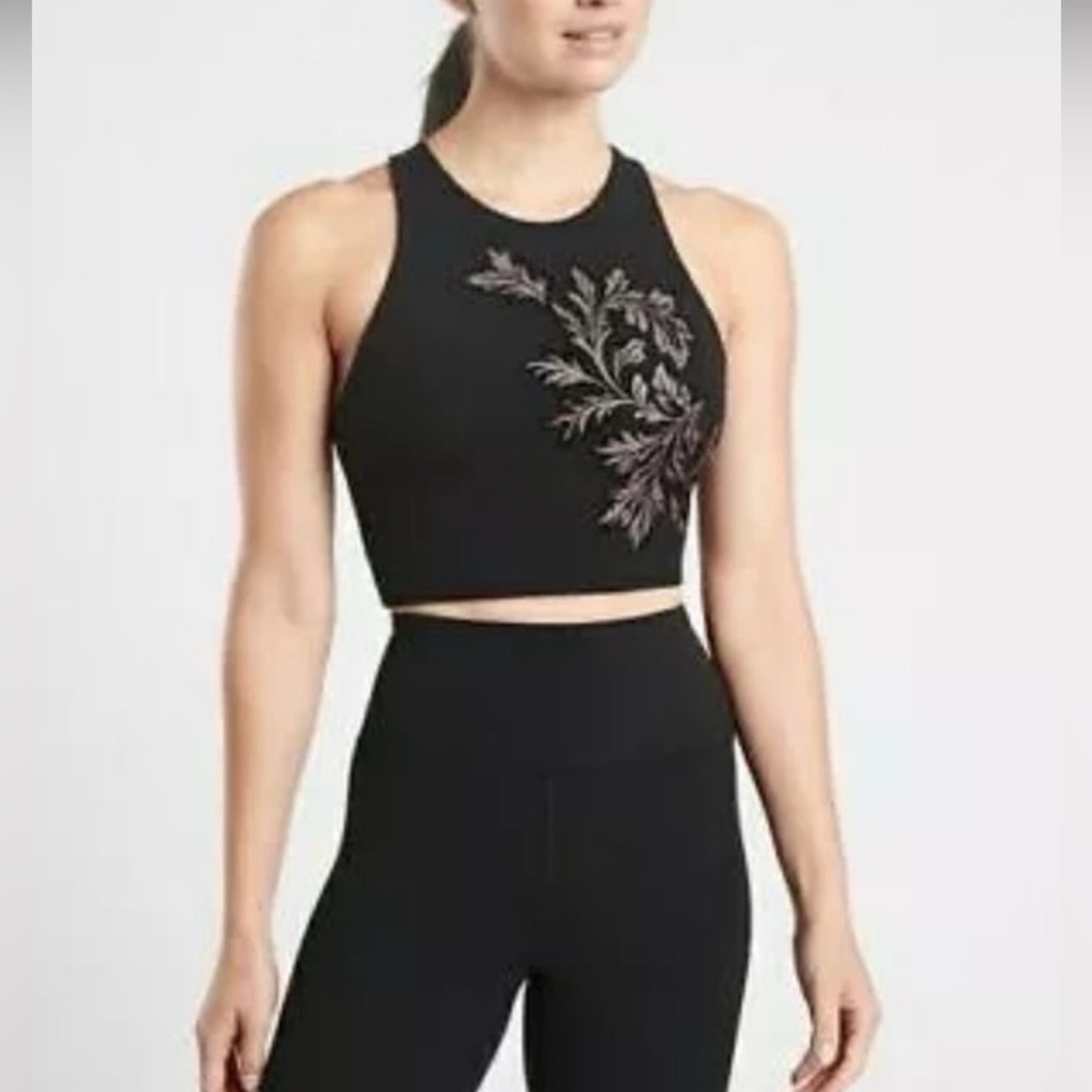 Athleta Conscious Flocked Crop A-C Size XS Black NWT